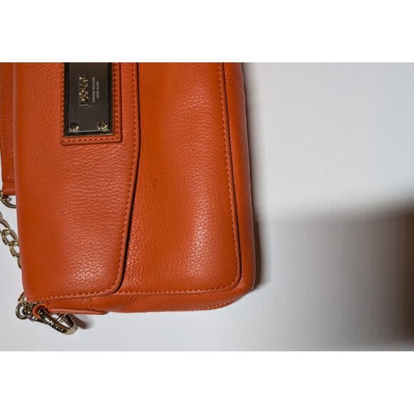 DKNY Soft Leather Bag Orange Chain Strap Crossbody/Shoulder Purse - Picture 12 of 15